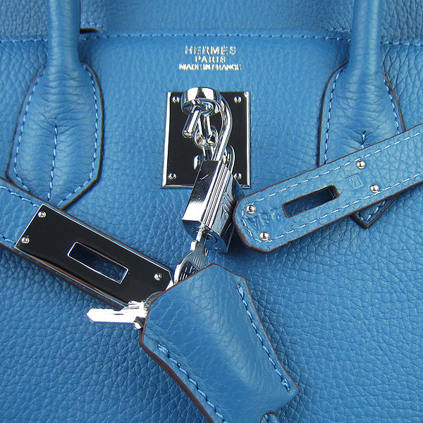 Replica Hermes Birkin 30CM Togo Leather Bag Middle Blue 6088 On Sale